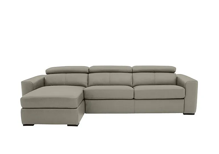 Infinity Leather Left Hand Facing Corner Chaise Sofabed with Storage - Silver Grey
