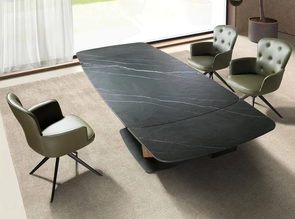 Angel Cerda Oval Extending Dining Table Black Porcelain Marble 4