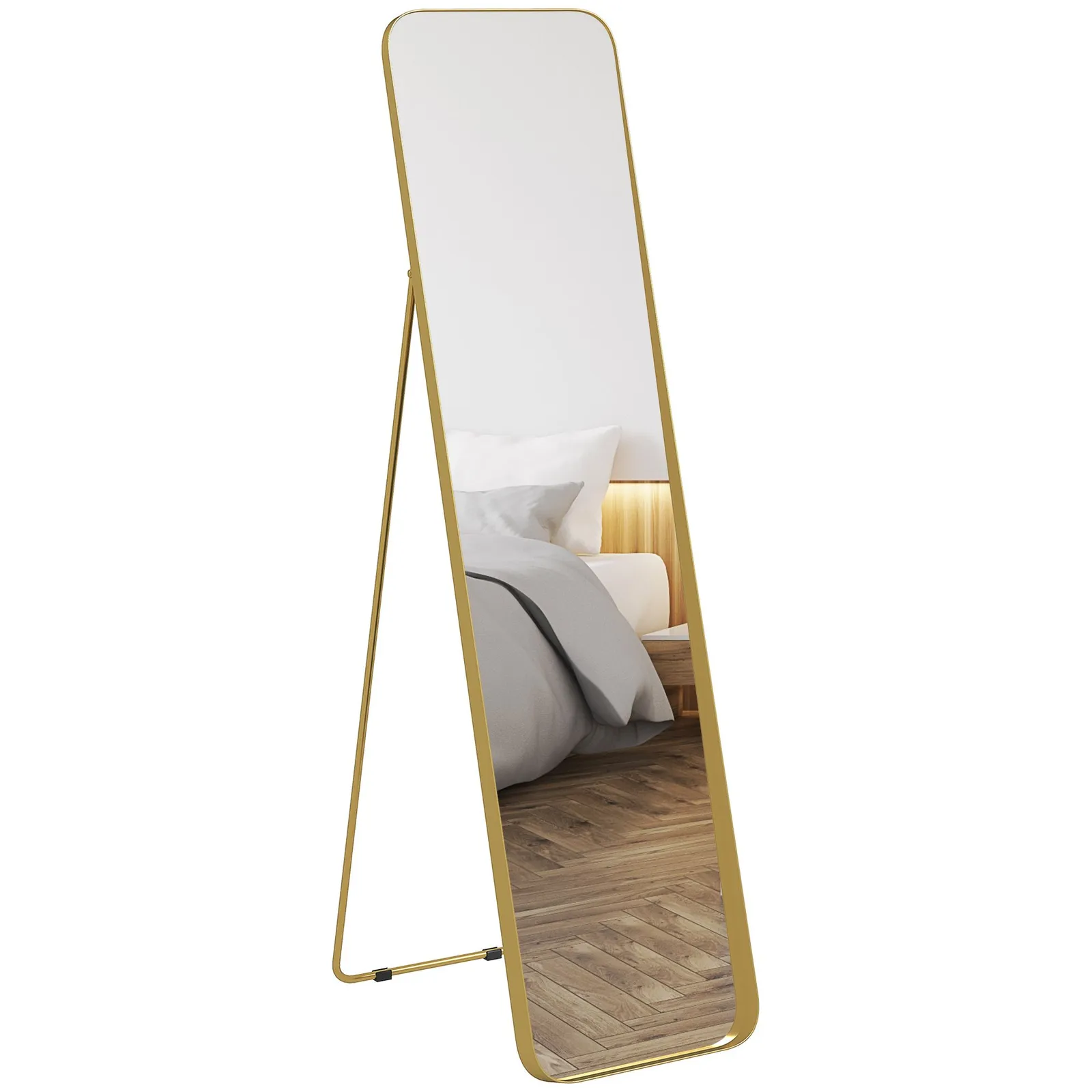 HOMCOM Rectangular Full Length Mirror for Bedroom, 40 x 160 cm, Gold Tone 2