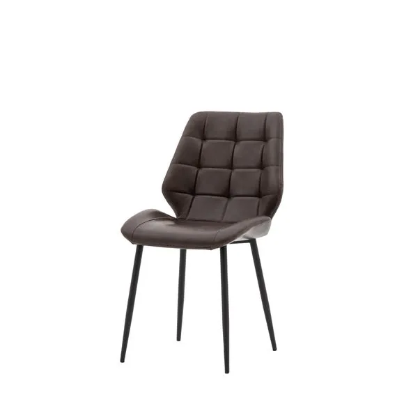 Return - Set of 2 Mesa Faux Leather Dining Chairs, Brown 5