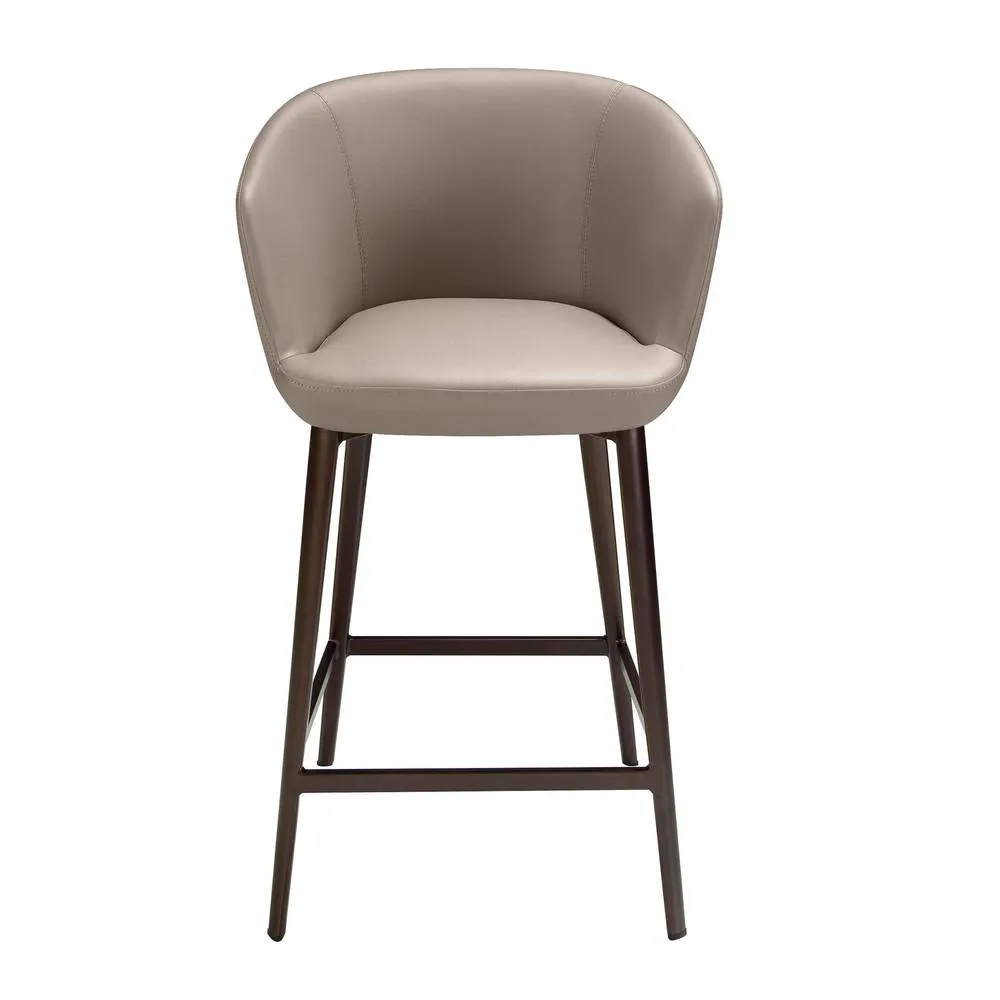 Angel Cerda Taupe Grey Leatherette Stool 56x53x91 cm, Brown Steel 2