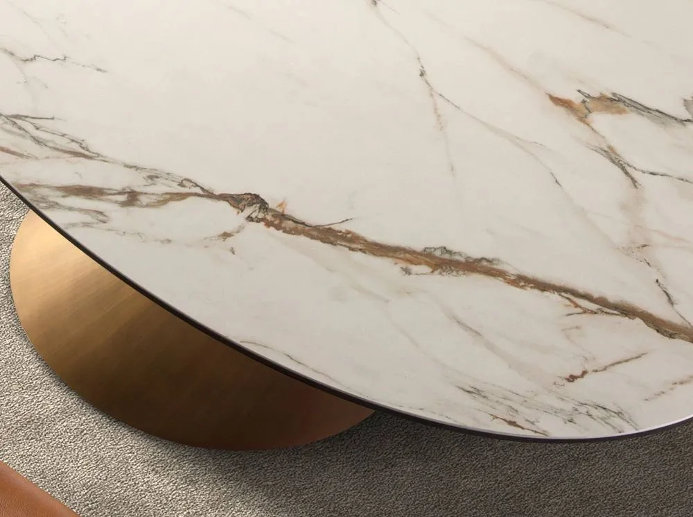 Angel Cerda Oval Dining Table White Porcelain Marble Top 5