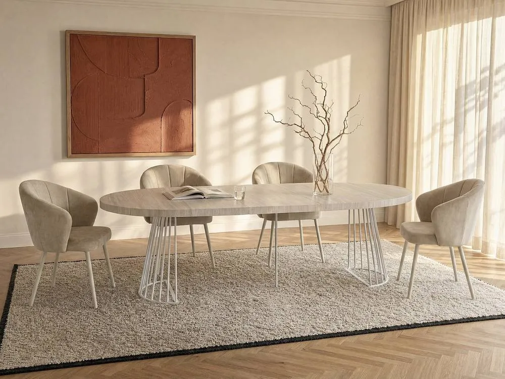 Vente-unique Extendable Dining Table - 2 To 12 People - MDF & Steel - Beige 3