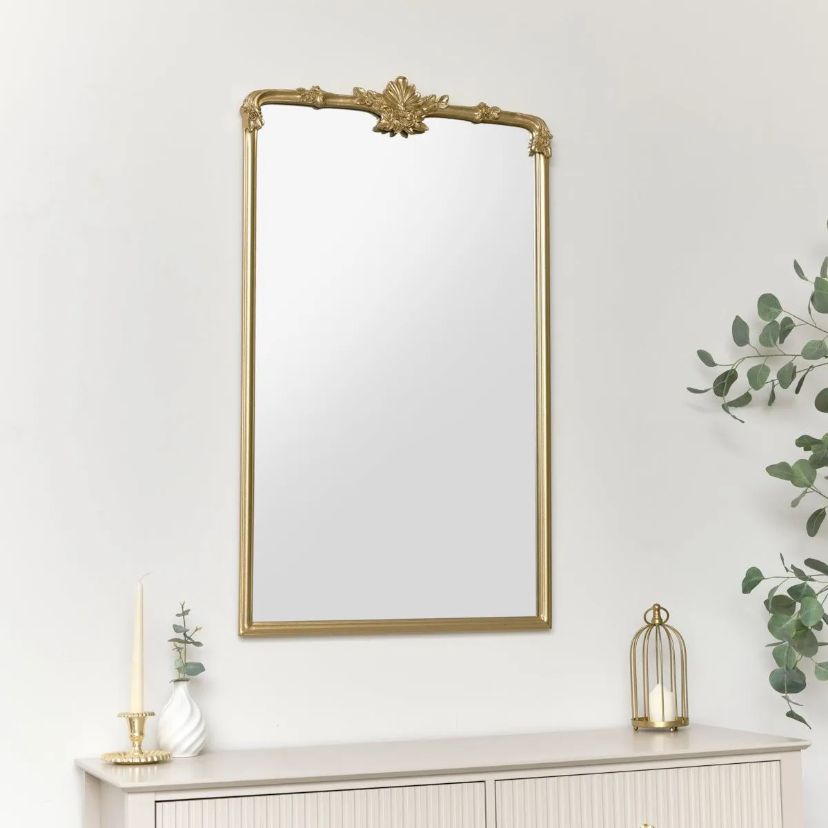 Melody Maison Large Gold Ornate Vintage Floral Wall Mirror - 104cm X 63cm 5