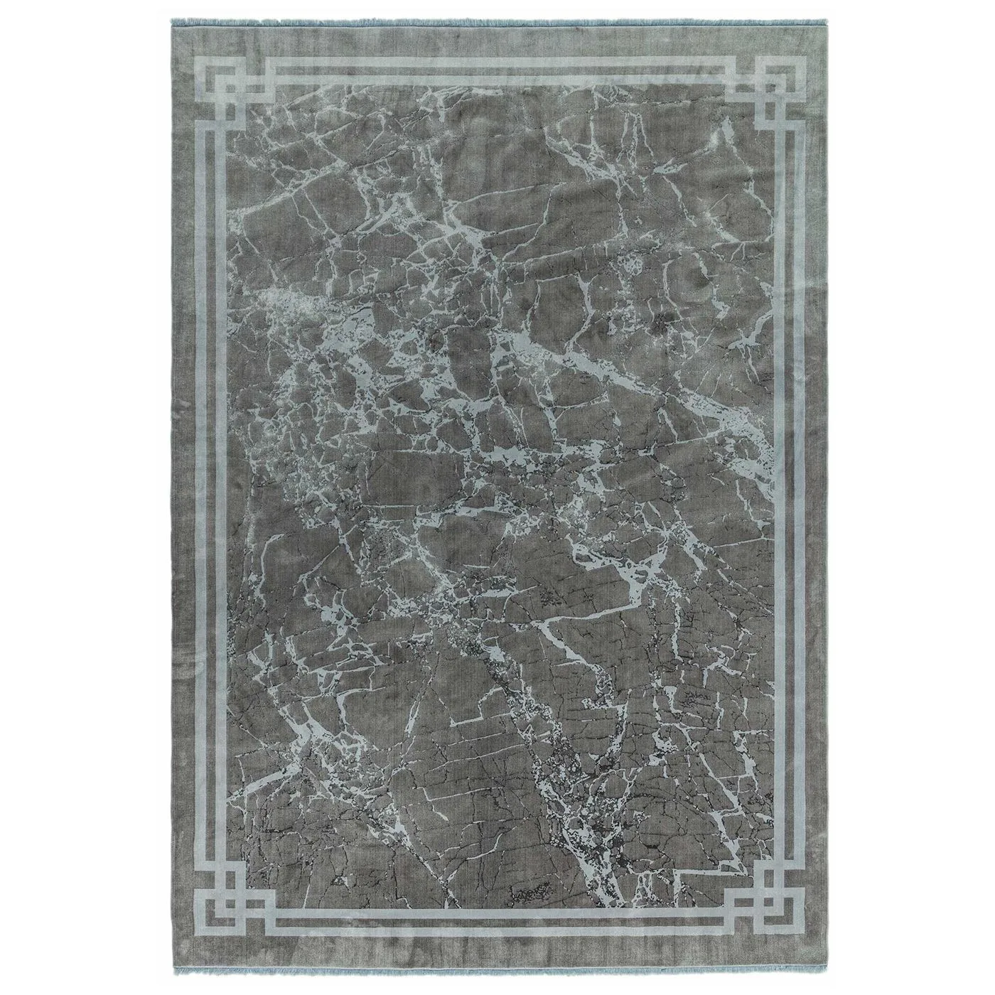 Zadana Rug, Silver with border
