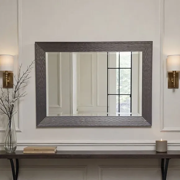 Yearn Wave Framed Bevelled Rectangle Wall Mirror 1