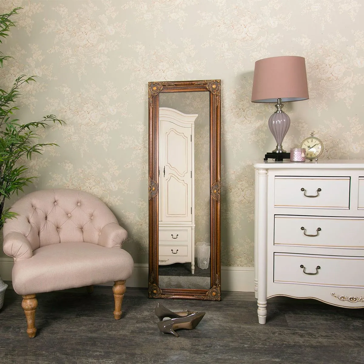 Melody Maison Tall Gold Wall Mirror 47cm X 142cm in Metallic Gold 6