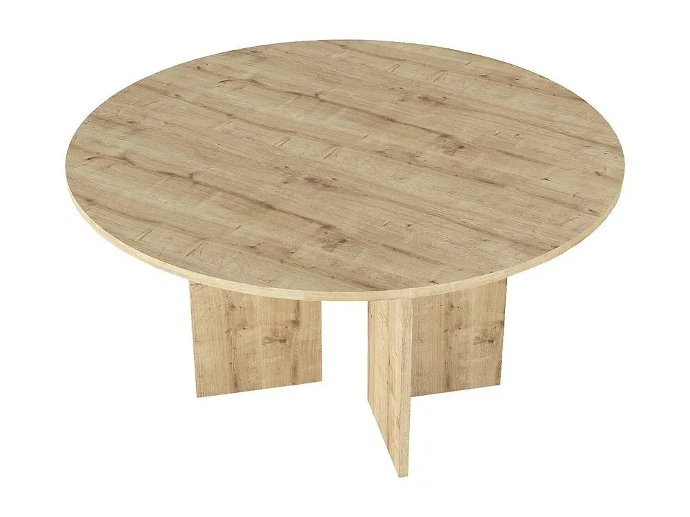 Vente-unique Round Dining Table for 6 - Light Natural - TOPANIA in Light Oak 6
