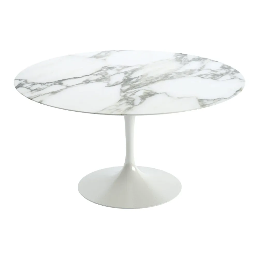 Knoll Saarinen Dining Table with White Base in Arabescato 152cm 3