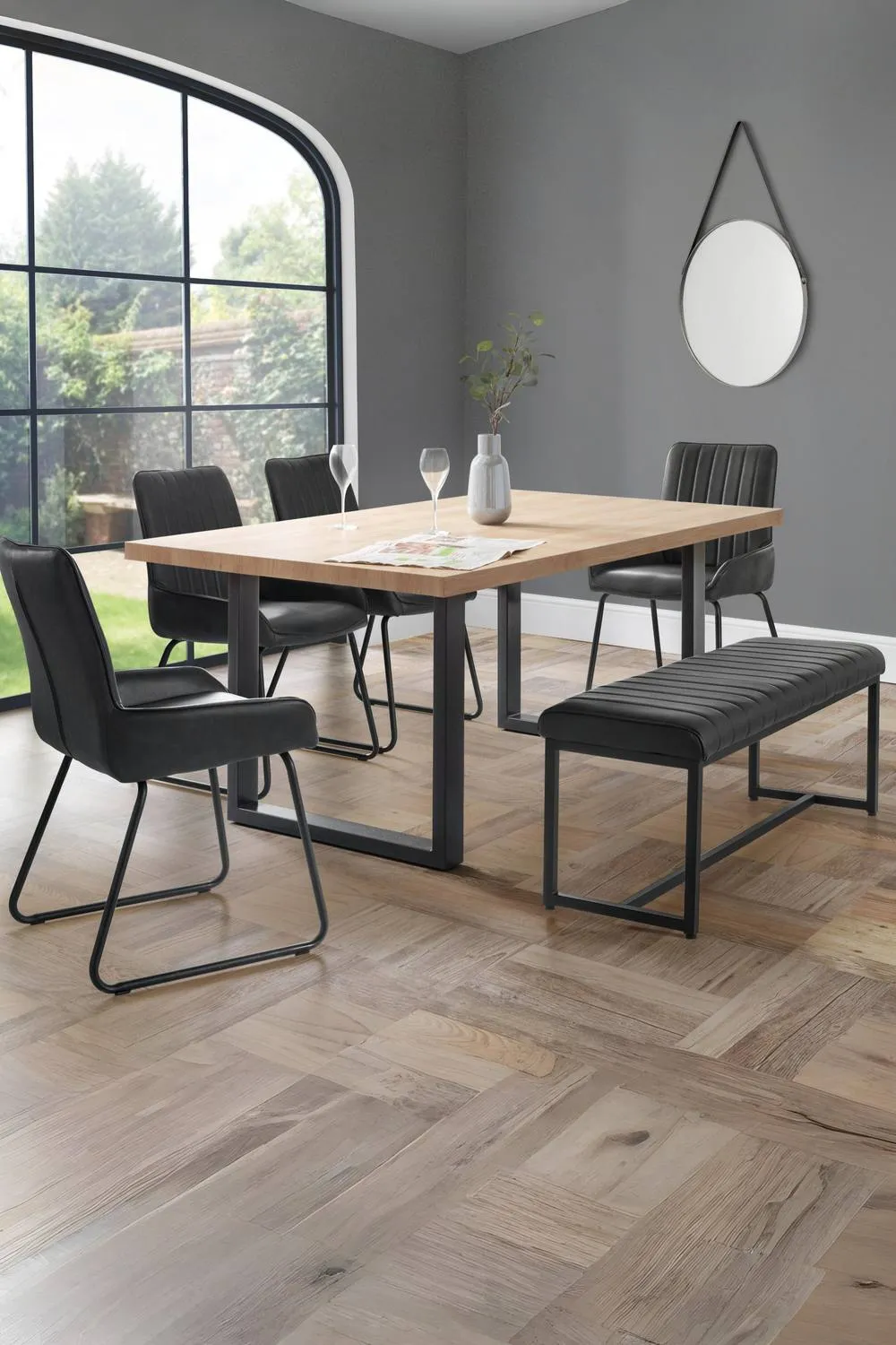 Julian Bowen Soho 2 Seater Upholstered Dining Bench in Black 2