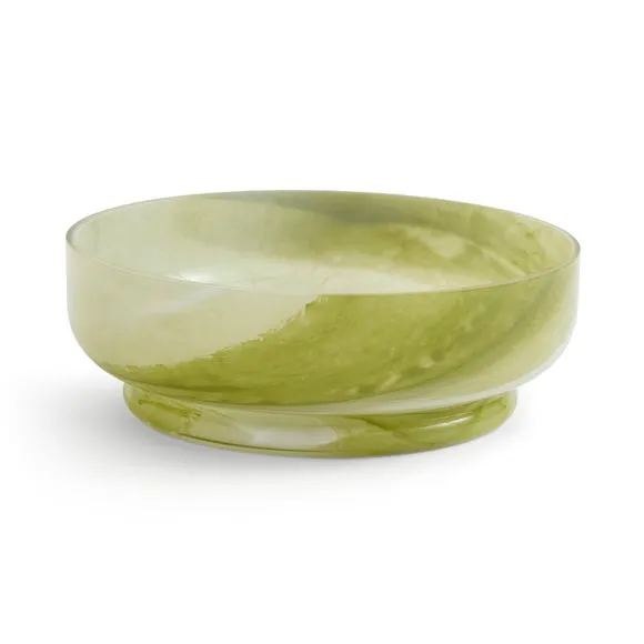 Green Marbled Glass Footed Bowl 3