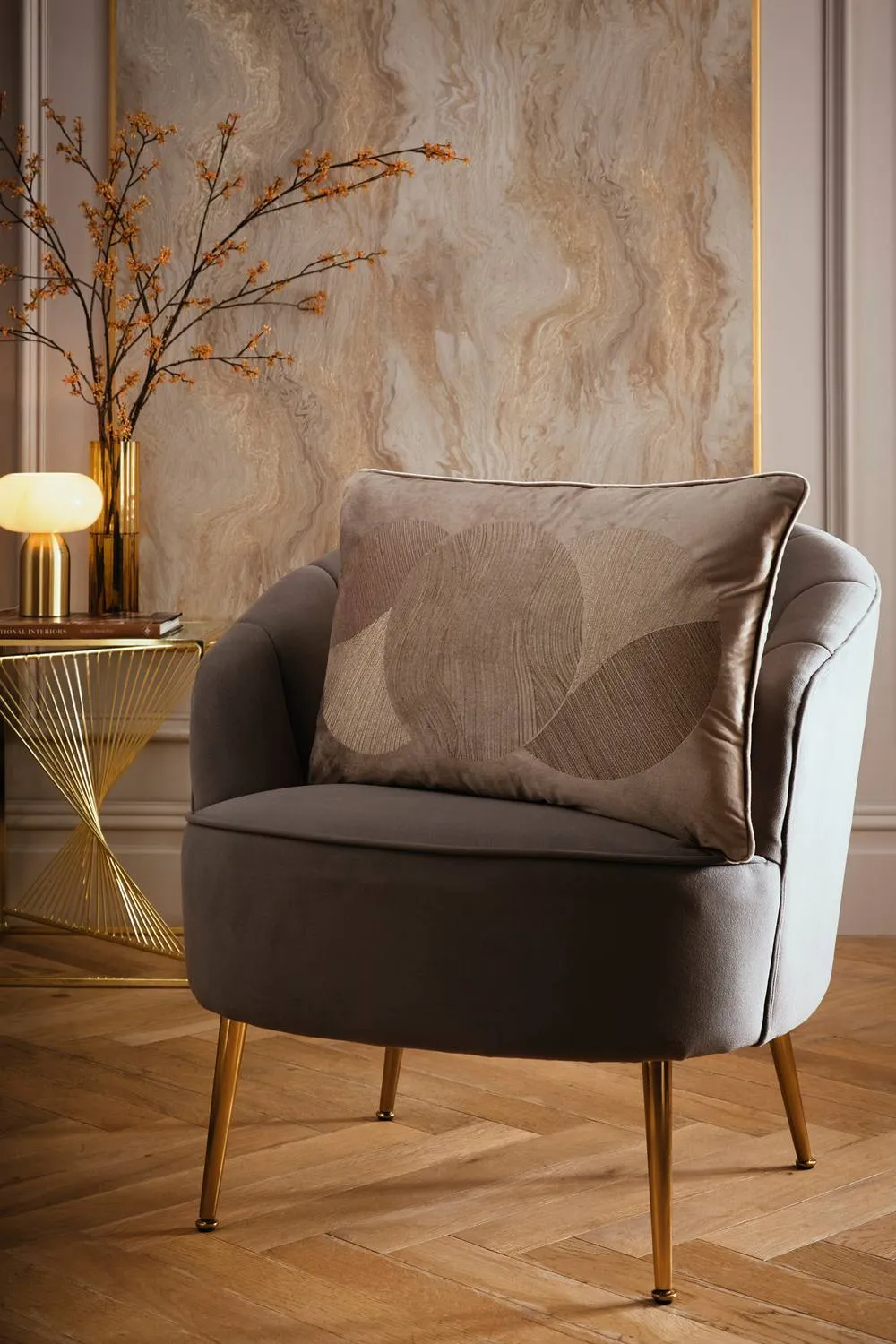 Laurence Llewelyn-Bowen 'Venus Desire' Velvet Filled Cushion in Taupe