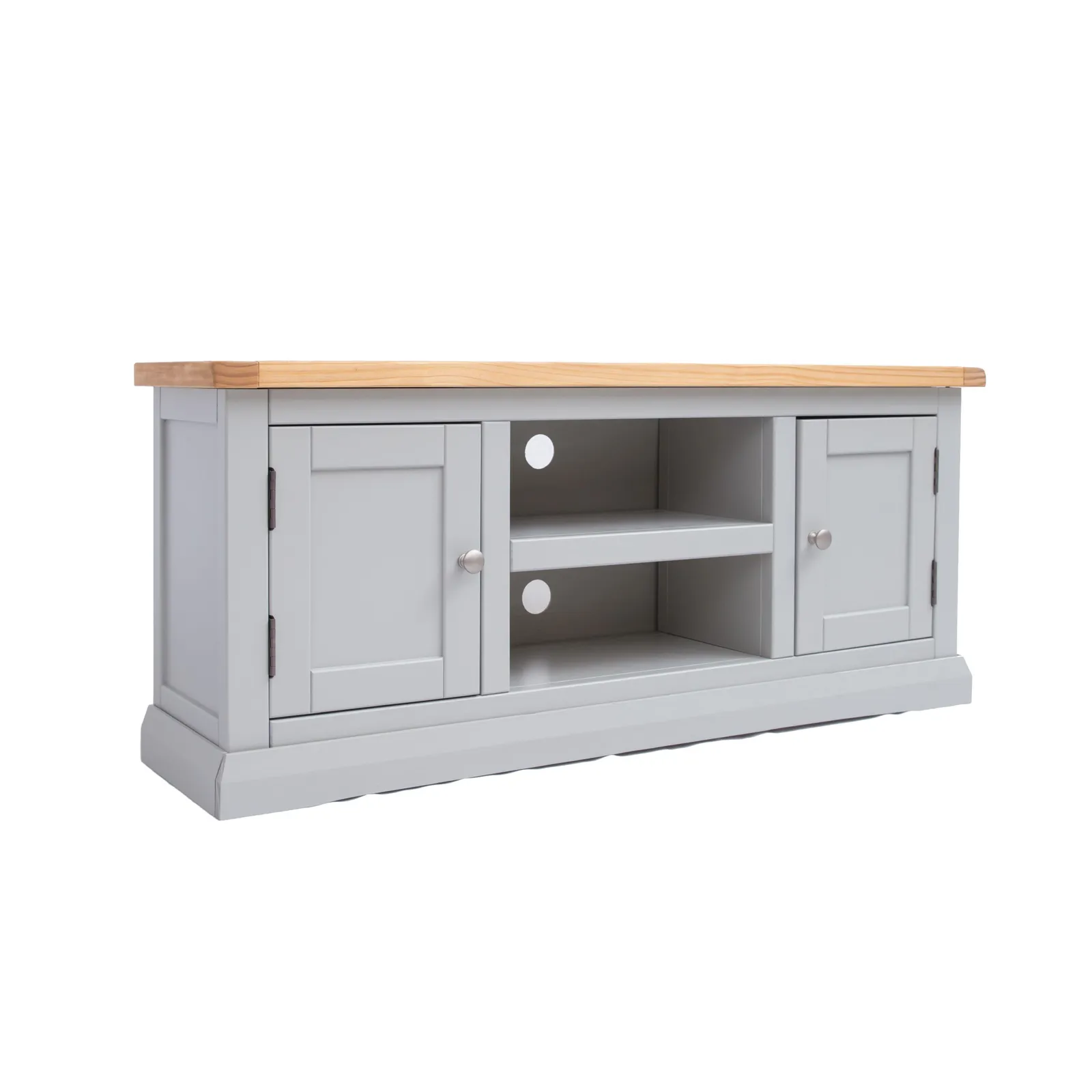 Cabinet Bits Loreo Light Grey 2 Door TV Cabinet Chrome Knob 2