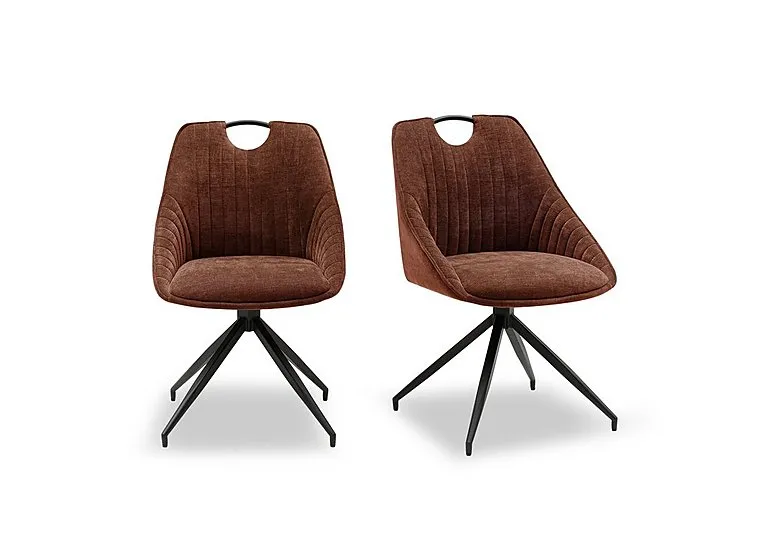 Petra Pair of Fabric Swivel Dining Chairs