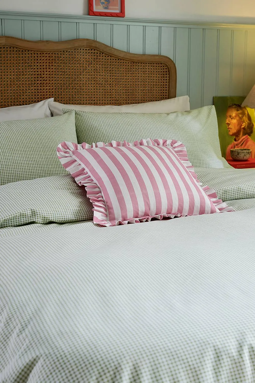Helena Springfield 'Gingham' Cotton Duvet Cover Set in Green 2