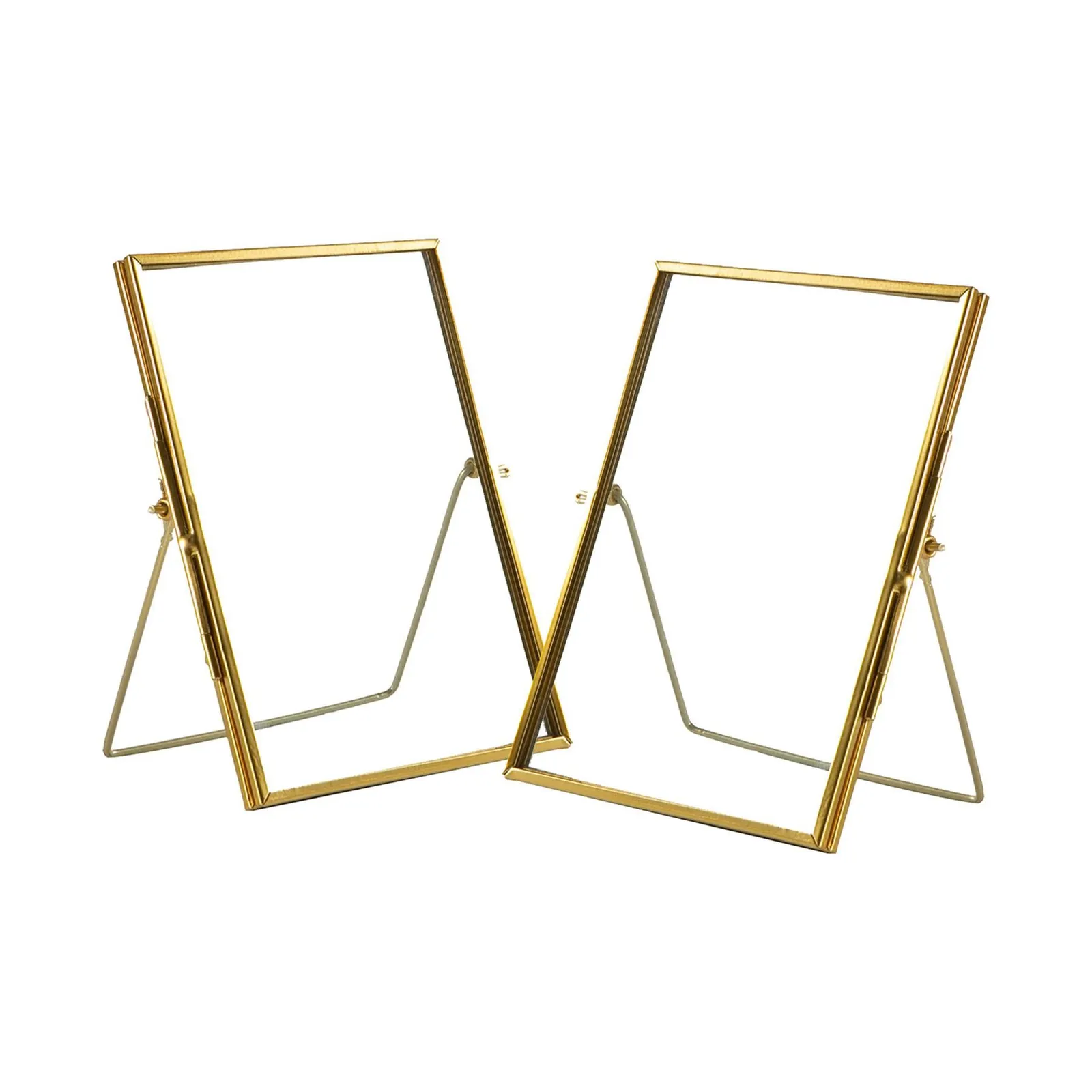 Nicola Spring 2x Standing Metal Photo Frames - 5" x 7" Picture Display Poster Frame in Gold