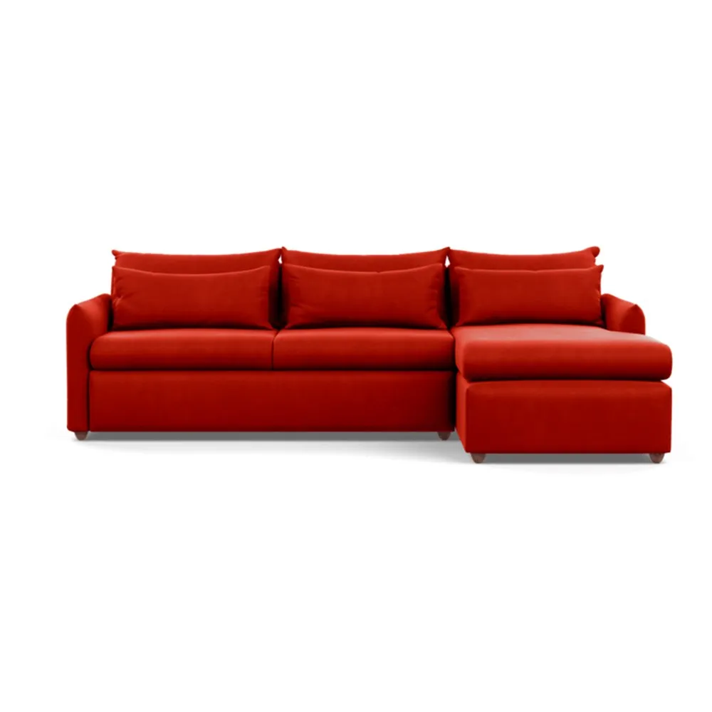 Heal's Pillow Large Right Hand Corner Chaise Varese Velvet Terracotta