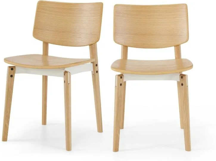 Mellor Set of 2 Dining Chairs, Oak & Textured White
