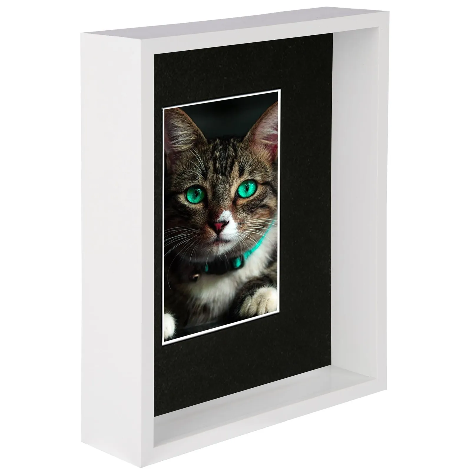 Nicola Spring 8" x 10" 3D Deep Box Photo Frame - 4" x 6" Mount - White in Black