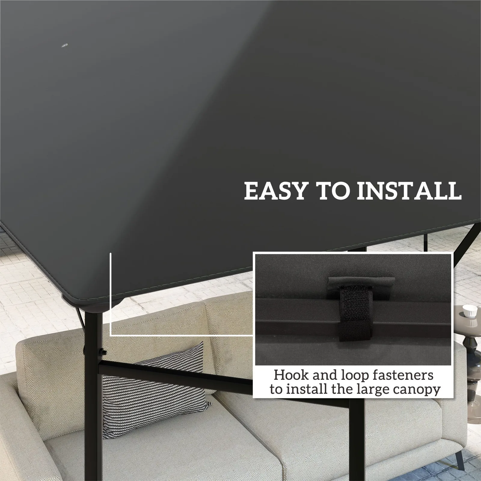 OUTSUNNY 3 x 3(m) Gazebo Canopy Replacement Cover with Drain Holes, Grey 5