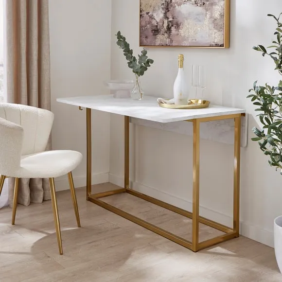 Kendall 2-4 Seater Console Dining Table, Marble Effect 2