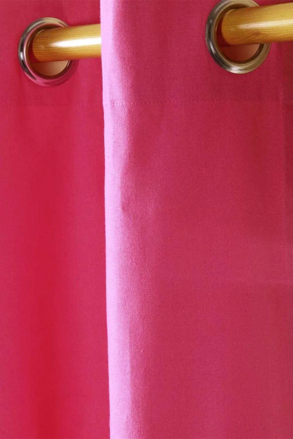Homescapes Plain Cotton Ready Made Eyelet Curtain Pair in Bright Pink 2
