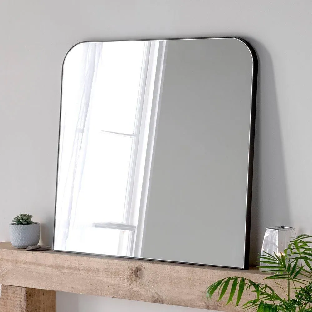 Yearn Mirrors Minimal Large Black Mantle Mirror 100(w) x 100cm(h)