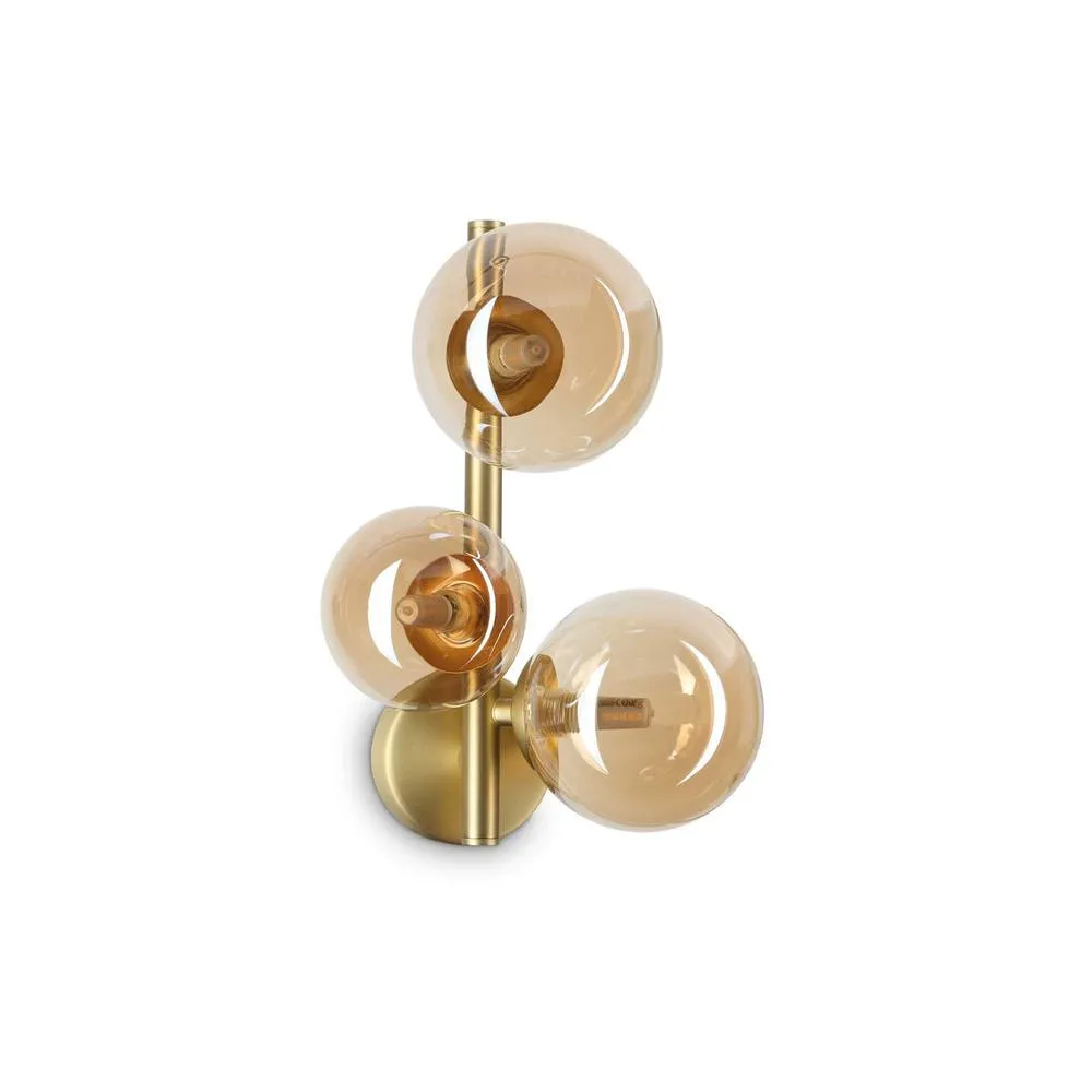 Netlighting Perlage 3 Light Wall Lamp Brass in Gold