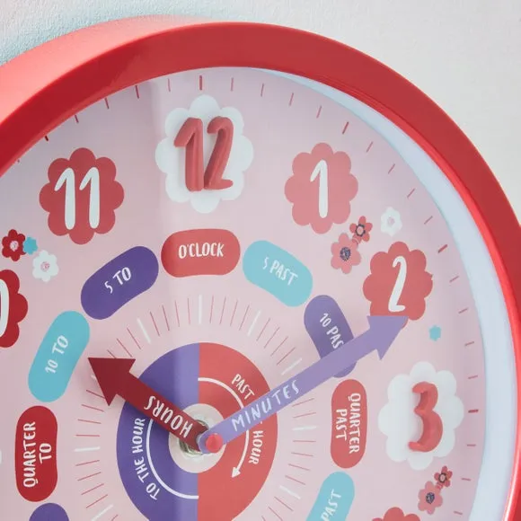 Pink Tell The Time Wall Clock 2