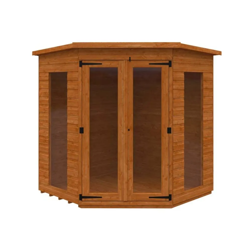 Buttercup Farm 6 x 6 Feet Full Pane Cornerhouse 12mm Shed - Solid Wood/Softwood/Pine in Burnt Orange