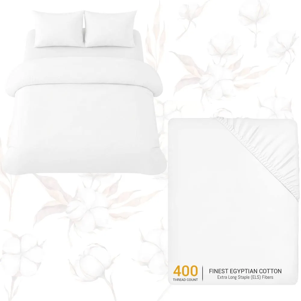 Grace Reversible Brushed 100% Cotton Single Duvet Cover Hypoallegenic in White