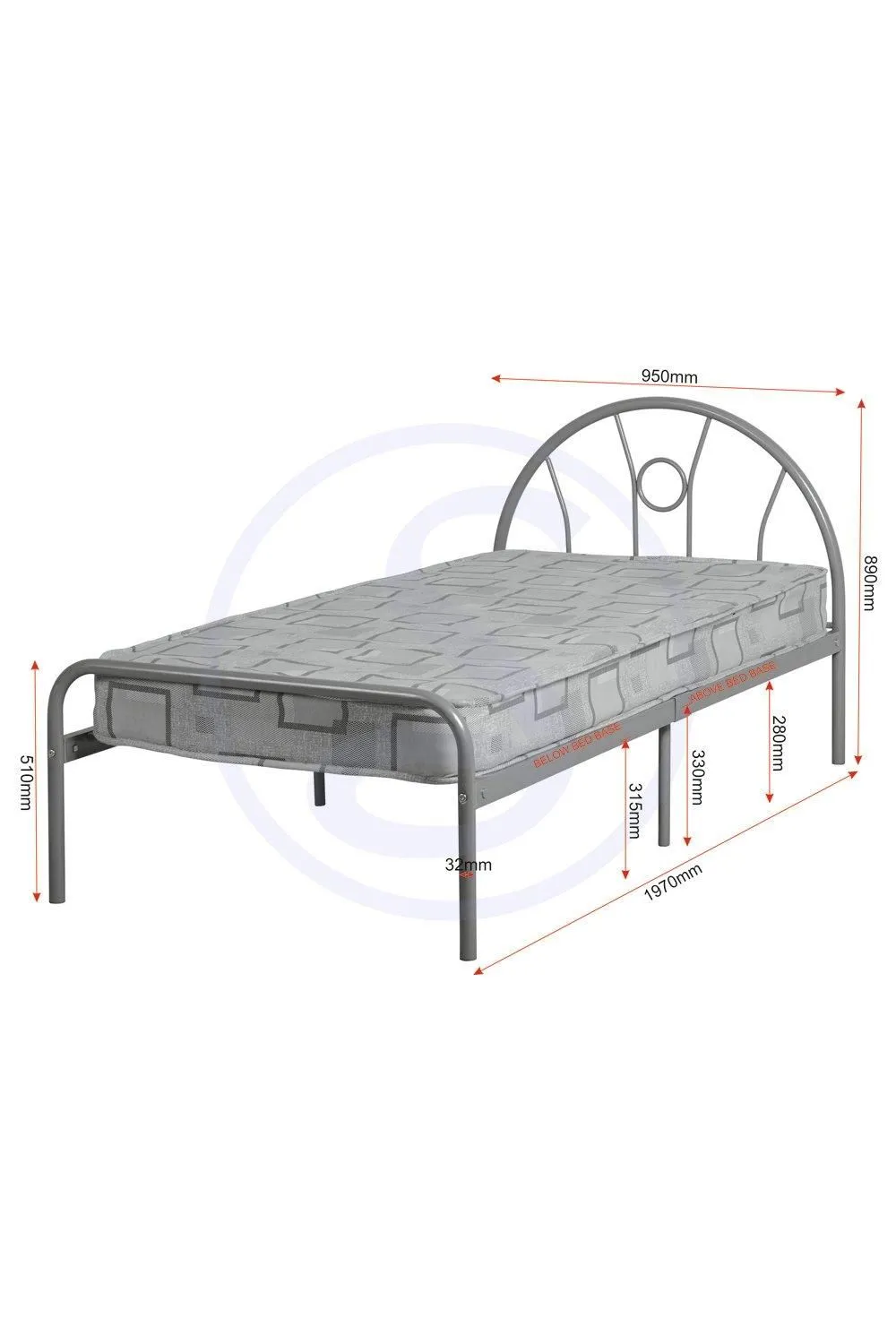 Seconique Nova 3' Single Bed in Metallic Silver 6