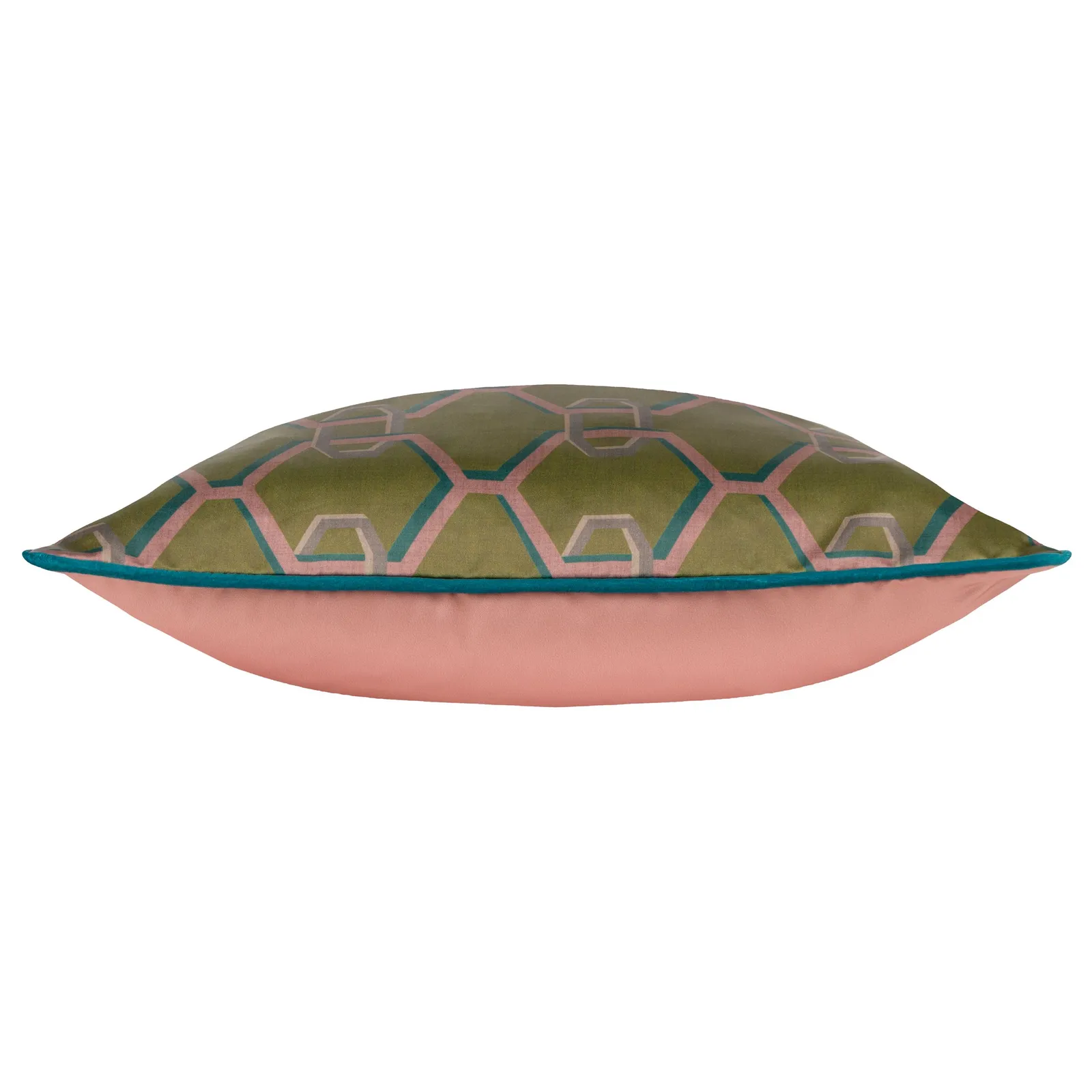 Paoletti Carnaby Chain Geometric Satin Cushion in Olive 4