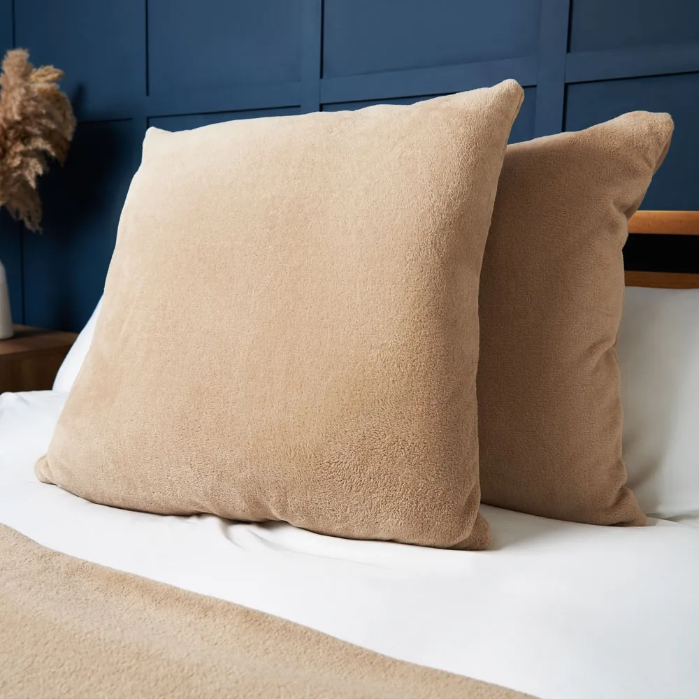 Large Microfleece Cushion, Latte 1