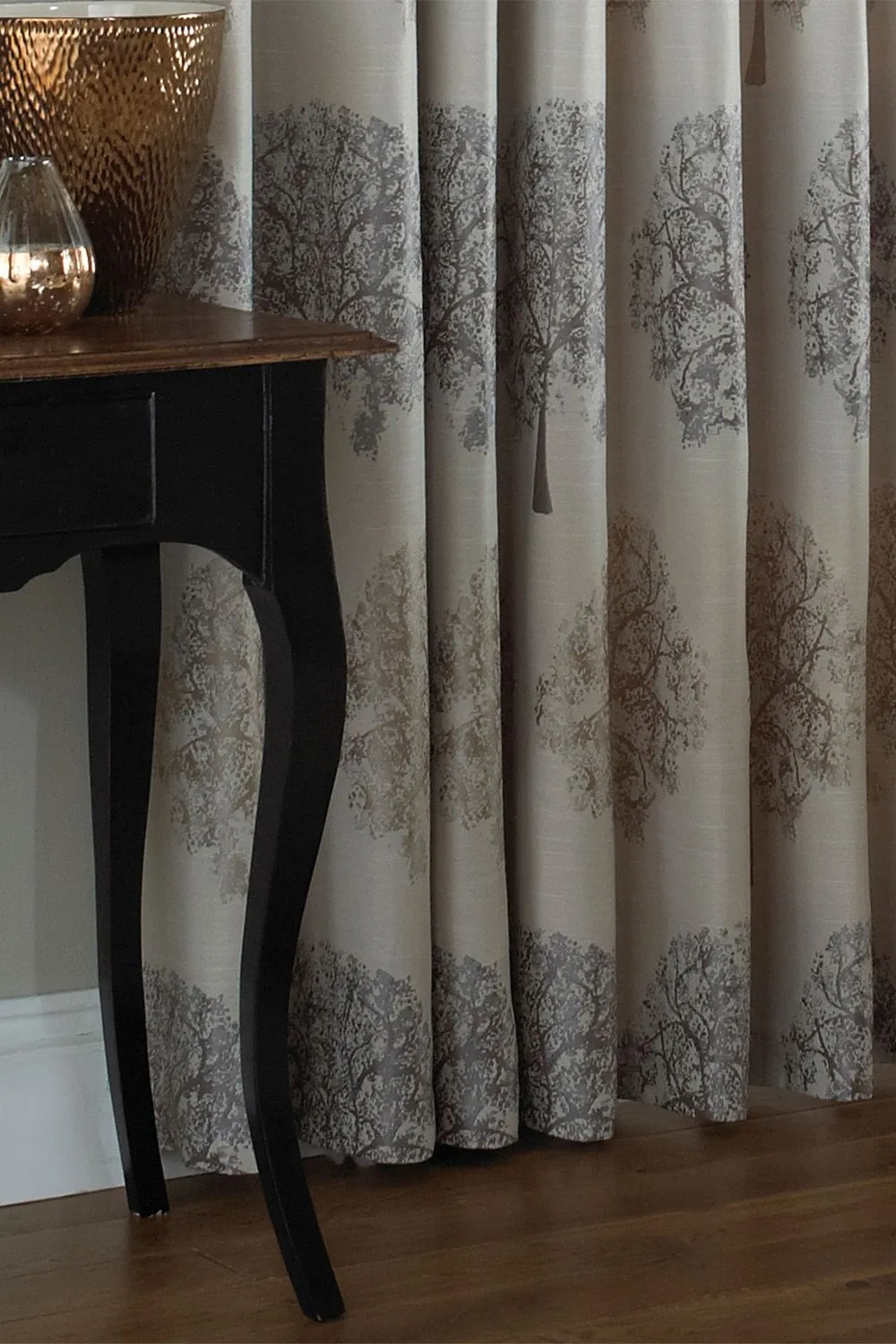 Paoletti Oakdale Tree Motif Eyelet Curtains in Silver 3
