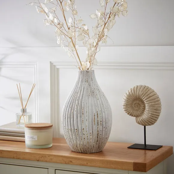 Ribbed Stone Bottle Vase 1