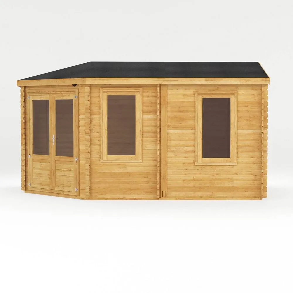 Mercia Corner Lodge Grande Log Cabin - 28 mm - L316.8 x W509.8 x H274.3 cm in Brown