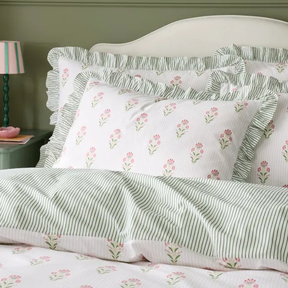 Fiorella Frilled 100% Cotton Duvet Cover & Pillowcase Set 5
