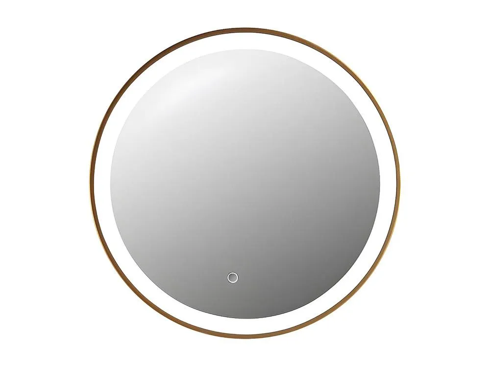 Vente-unique Round Illuminated Gold Bathroom Mirror With Leds - D. 60 Cm - NUMEA 2