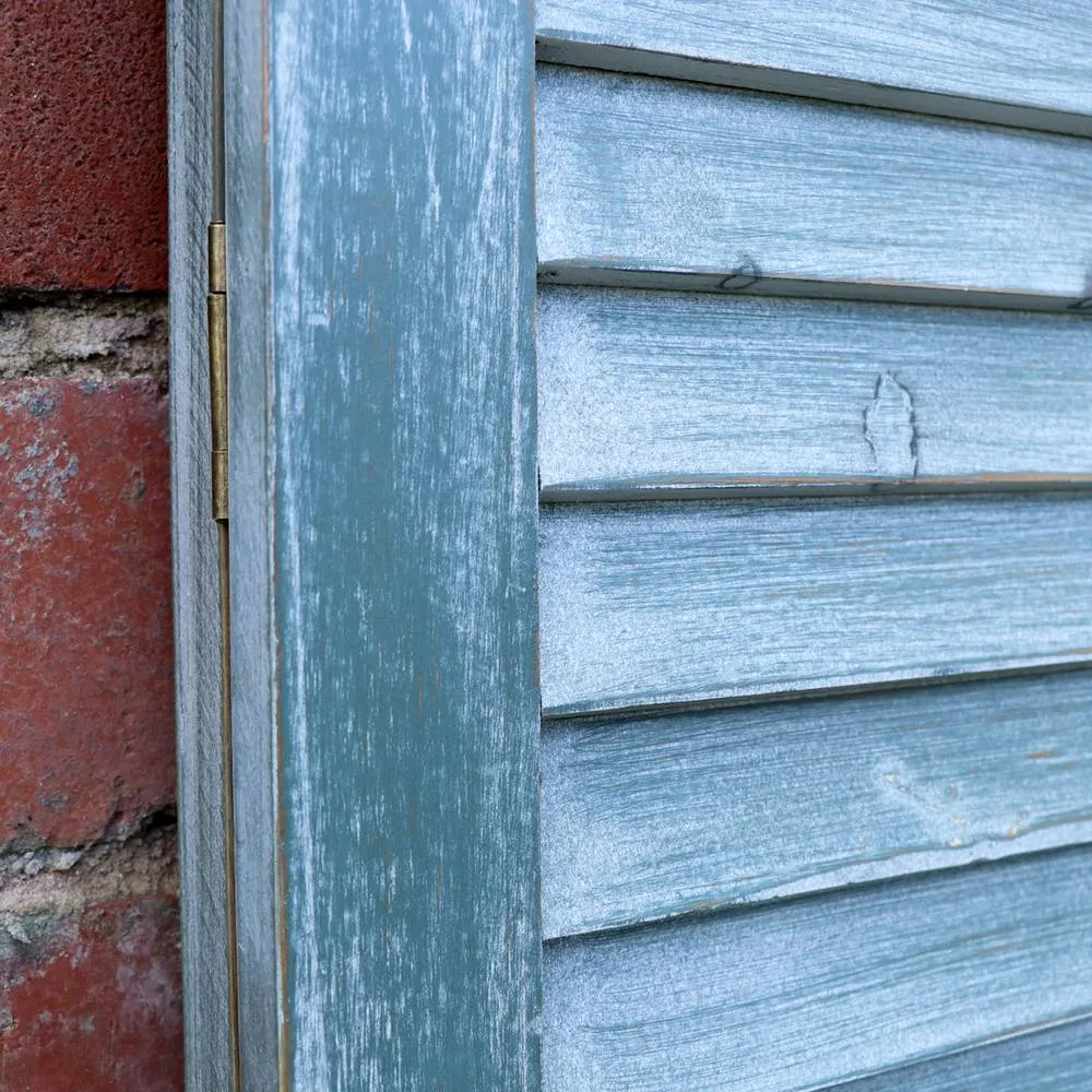 Melody Maison Distressed Green Shutter Style Garden Wall Mounted Mirror 60cm X 70cm 2