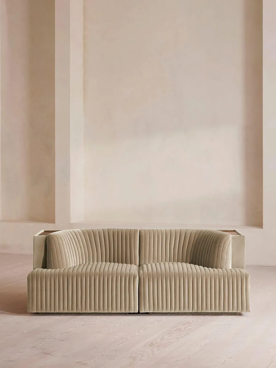 Hamish Modular Sofa, Three Seater, Velvet, Oyster