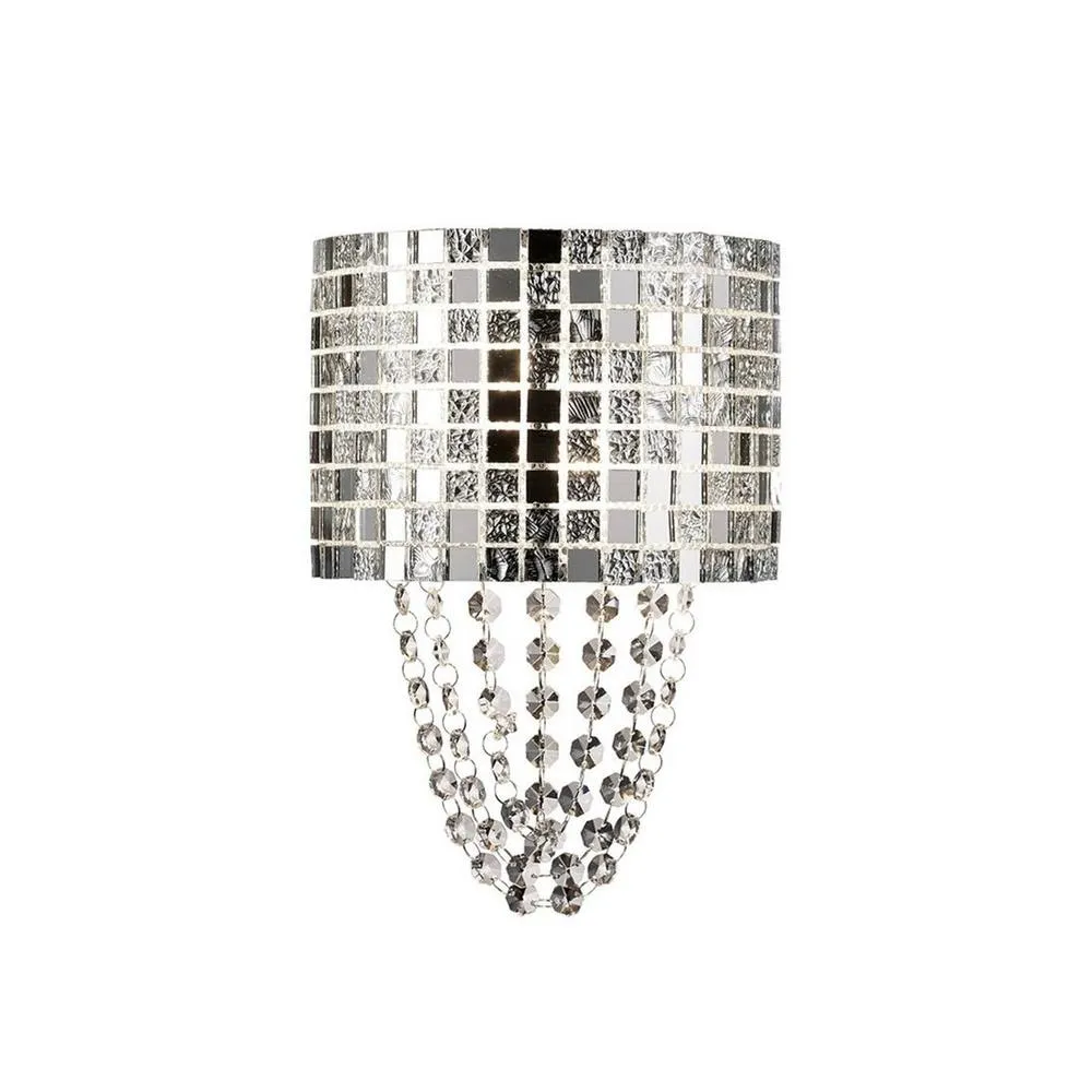 Netlighting Camden Wall Lamp 2 Light G9 Polished Chrome Mosaic Glass Crystal in Grey