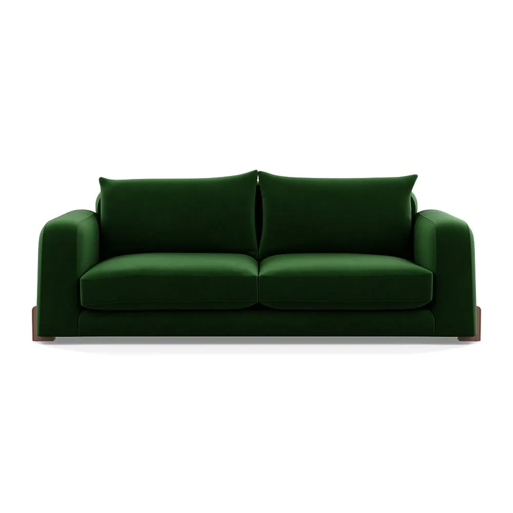 Heal's Nuvola 4 Seater Sofa Smart Velvet Forest Walnut Stained Feet
