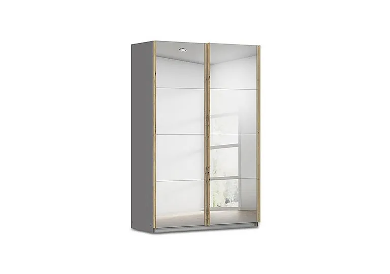Flavia 136cm 2 Door Decor Mirror Sliding Wardrobe - Metallic Grey