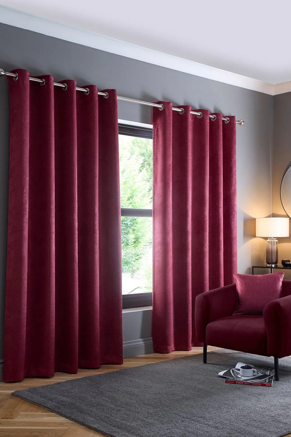 Fusion 'Strata' Luxe Velvet Filled Cushion in Wine 2