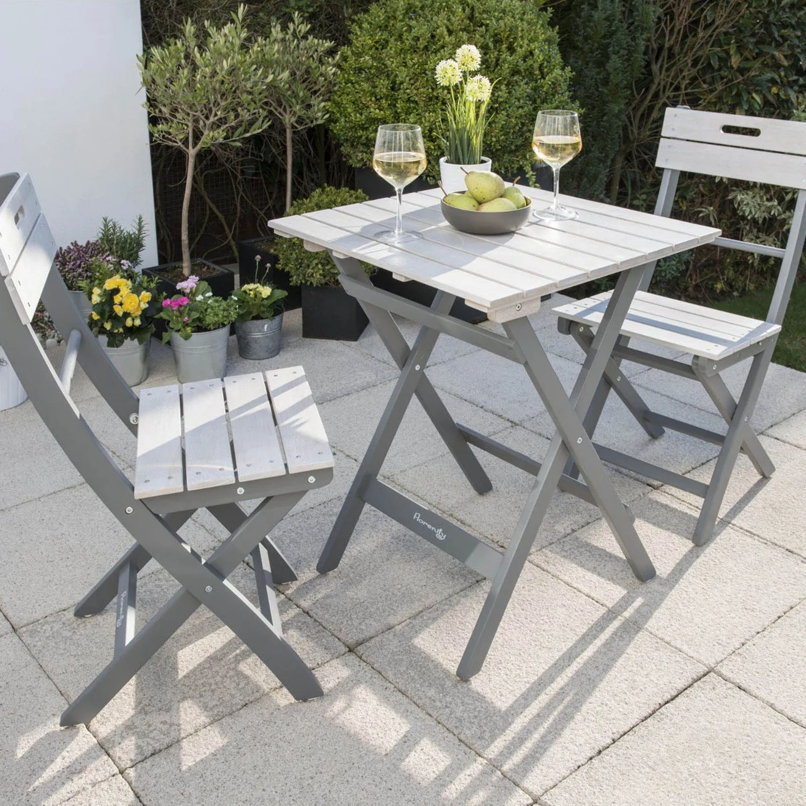 Florenity 2 Seater Grigio Bistro Set Grey