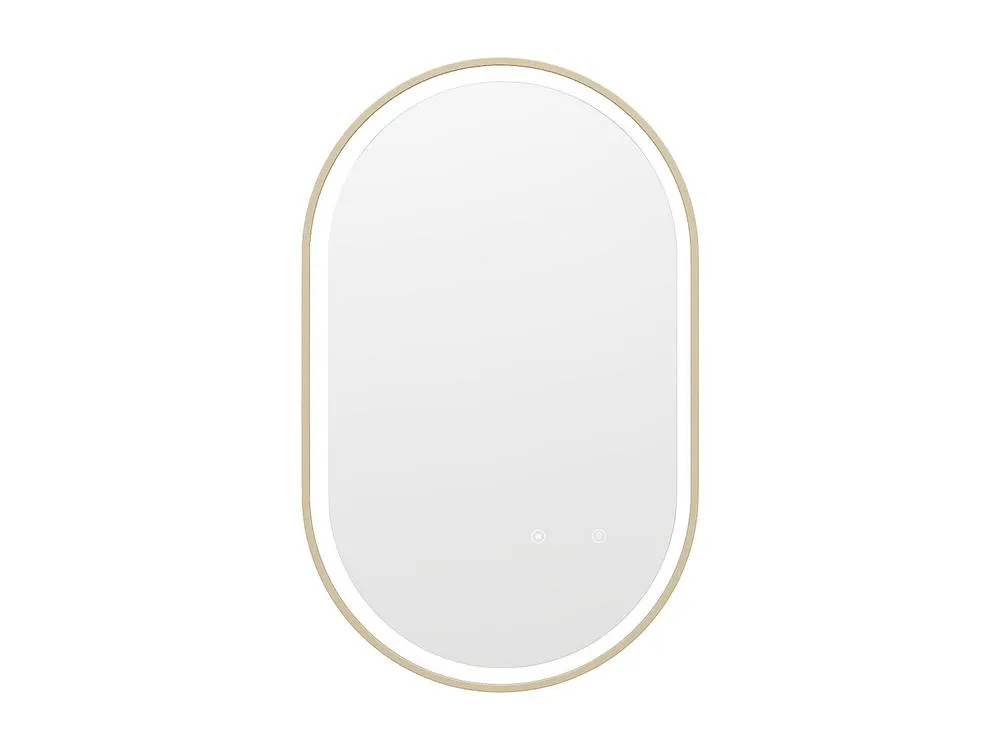 Vente-unique Oval Illuminated Anti-Mist Bathroom Mirror With Gold Surround - 50 X 4