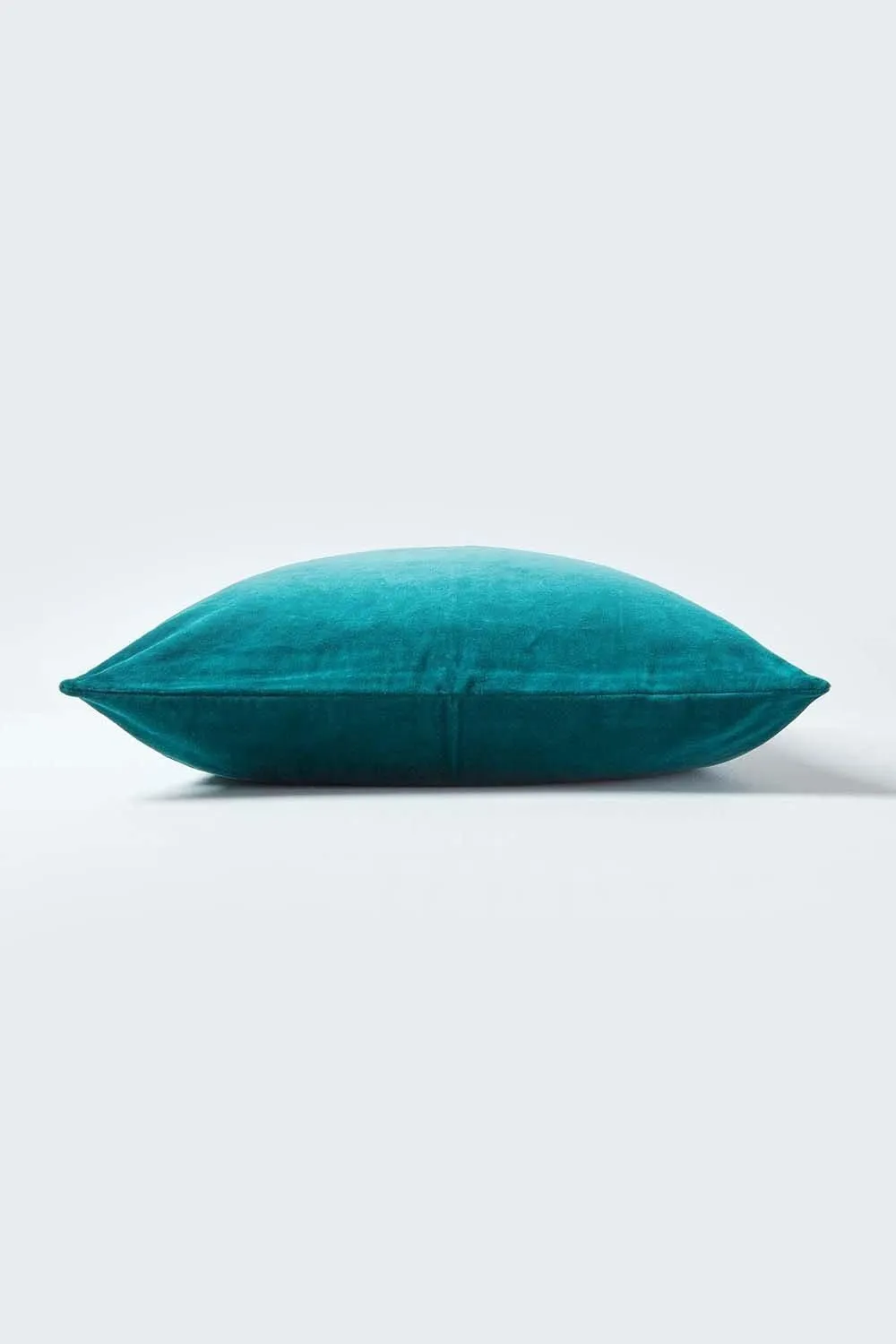 Homescapes Velvet Cushion Cover 100% Cotton, Soft & Machine Washable in Emerald 2