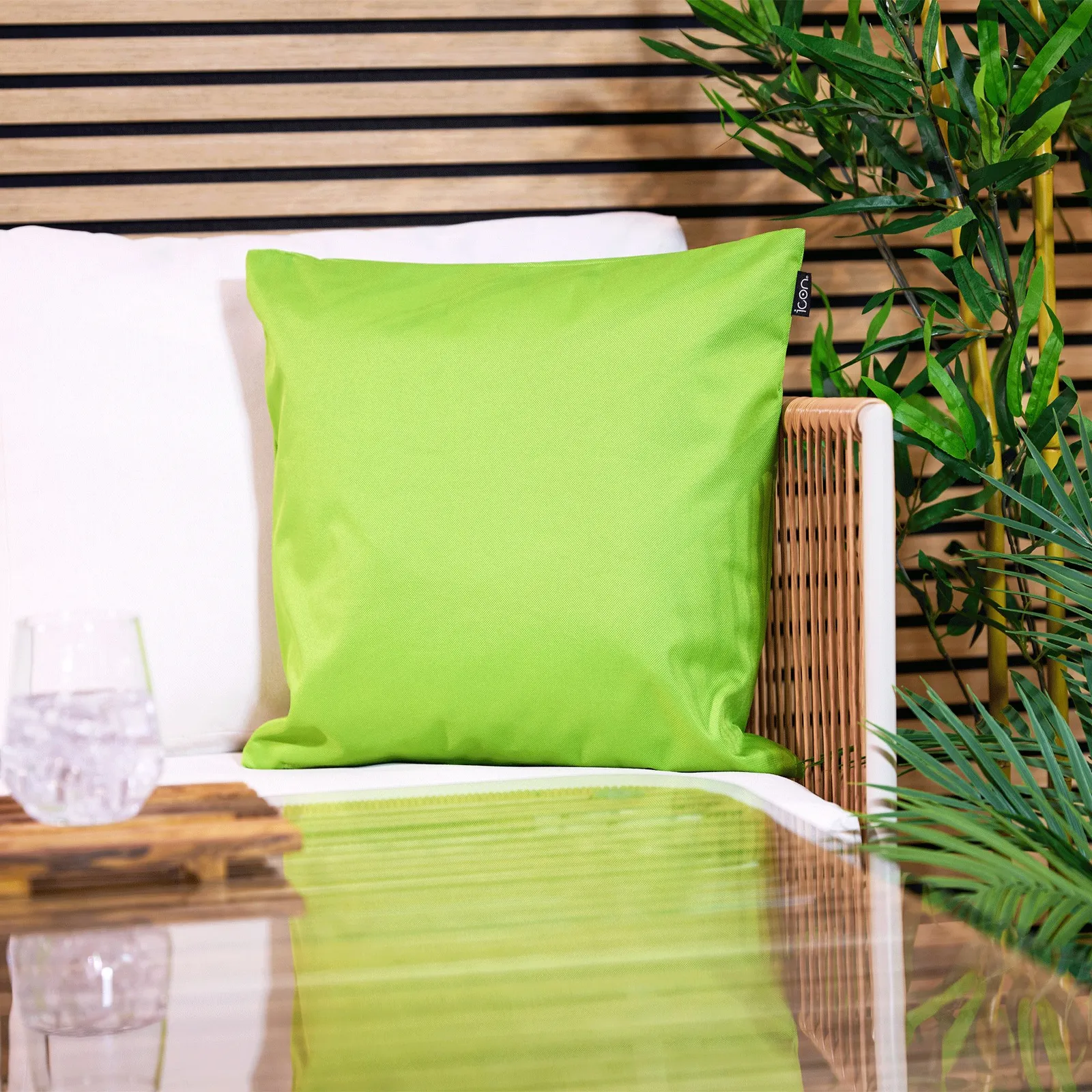 icon Indoor & Outdoor Waterproof Cushion, Indoor & Outdoor, Yellow (4-Pack) in Lime