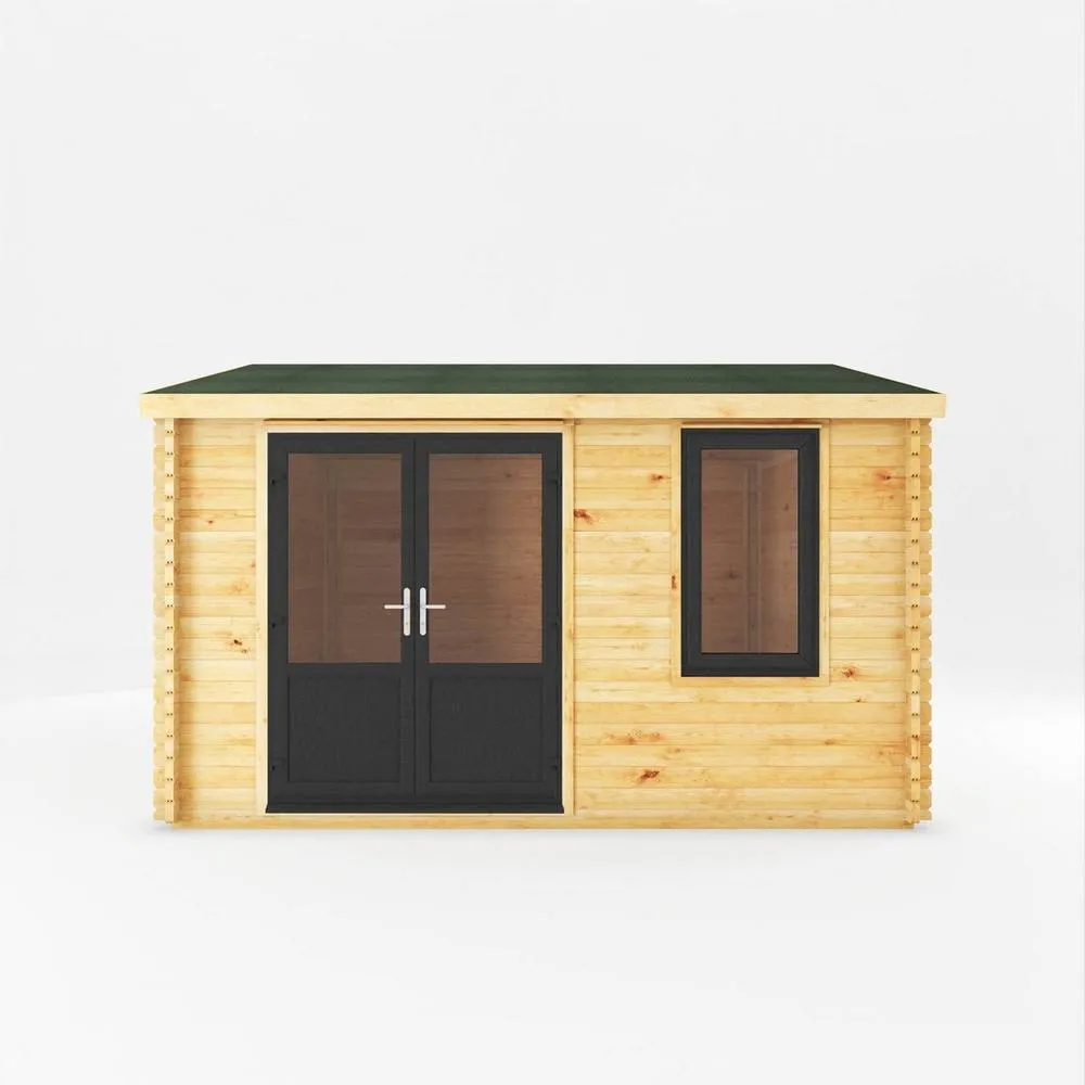 Mercia 4 x 4 m Home Office Elite 44 mm Log Cabin with UPVC Windows & Doors in Brown 3
